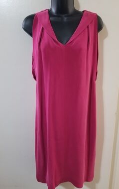 Max Mara Pink Crepe Shift Dress Draped V-Neck Sleeveless Italy 31 Wedding Guest